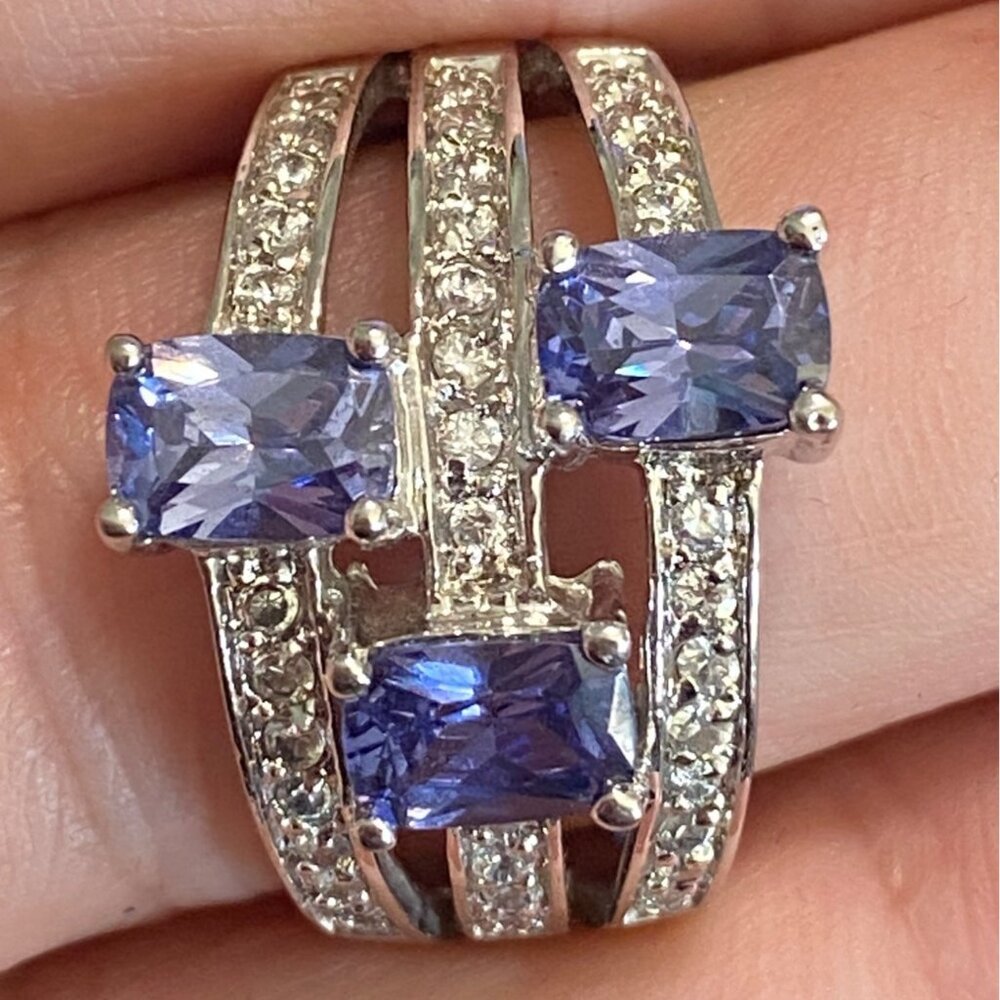 Ring Size 9.5 Tourmaline and CZ Sterling Silver 925 RP Women Semi-Precious Stone